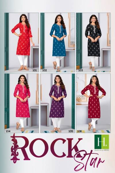 Hirwa Rockstar Heavy Bombay Rayon Designer Kurti Catalog